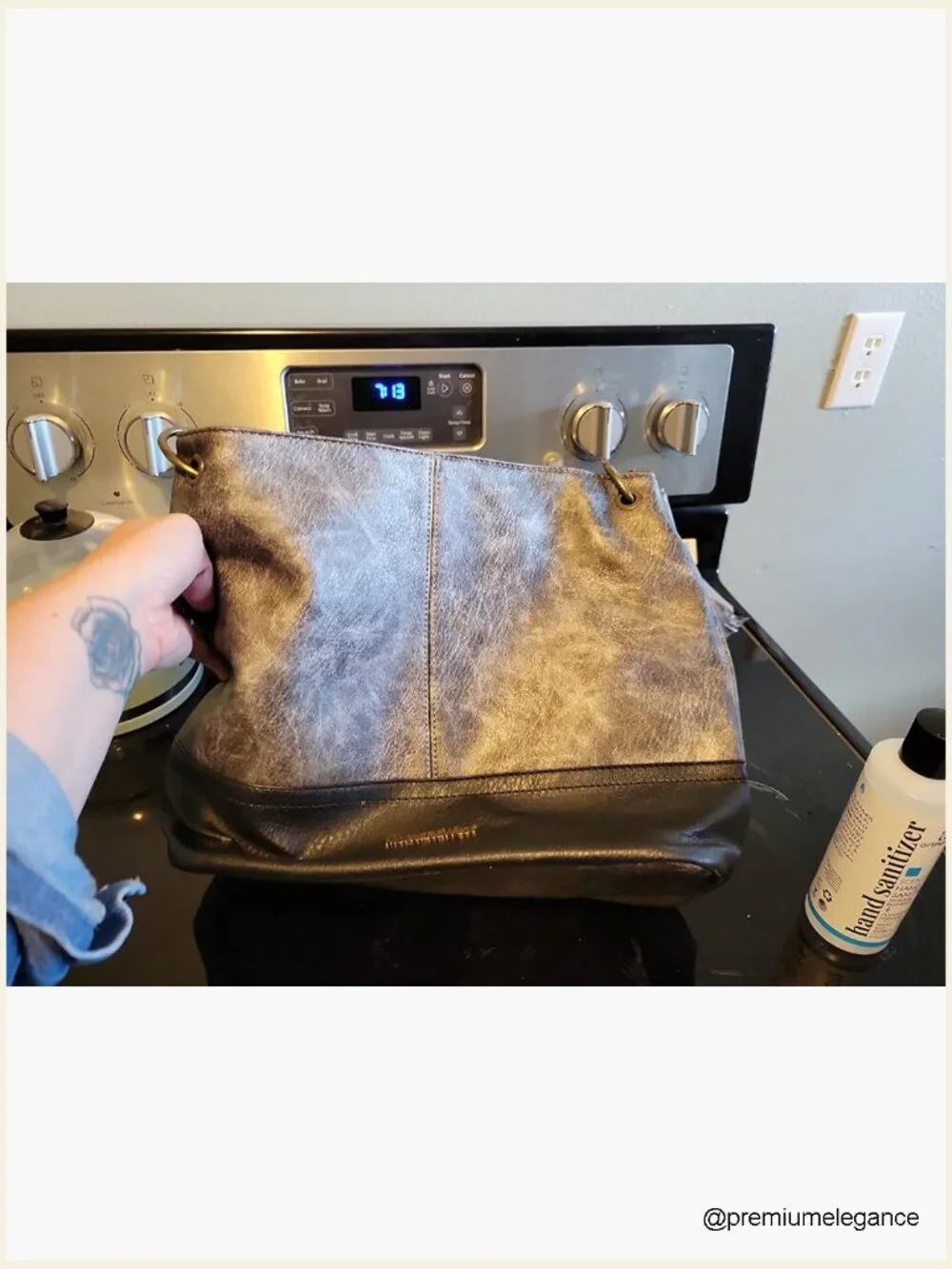 Vegan Leather Hobo Shoulder Bag with Back Pocket - Picture 7 of 7